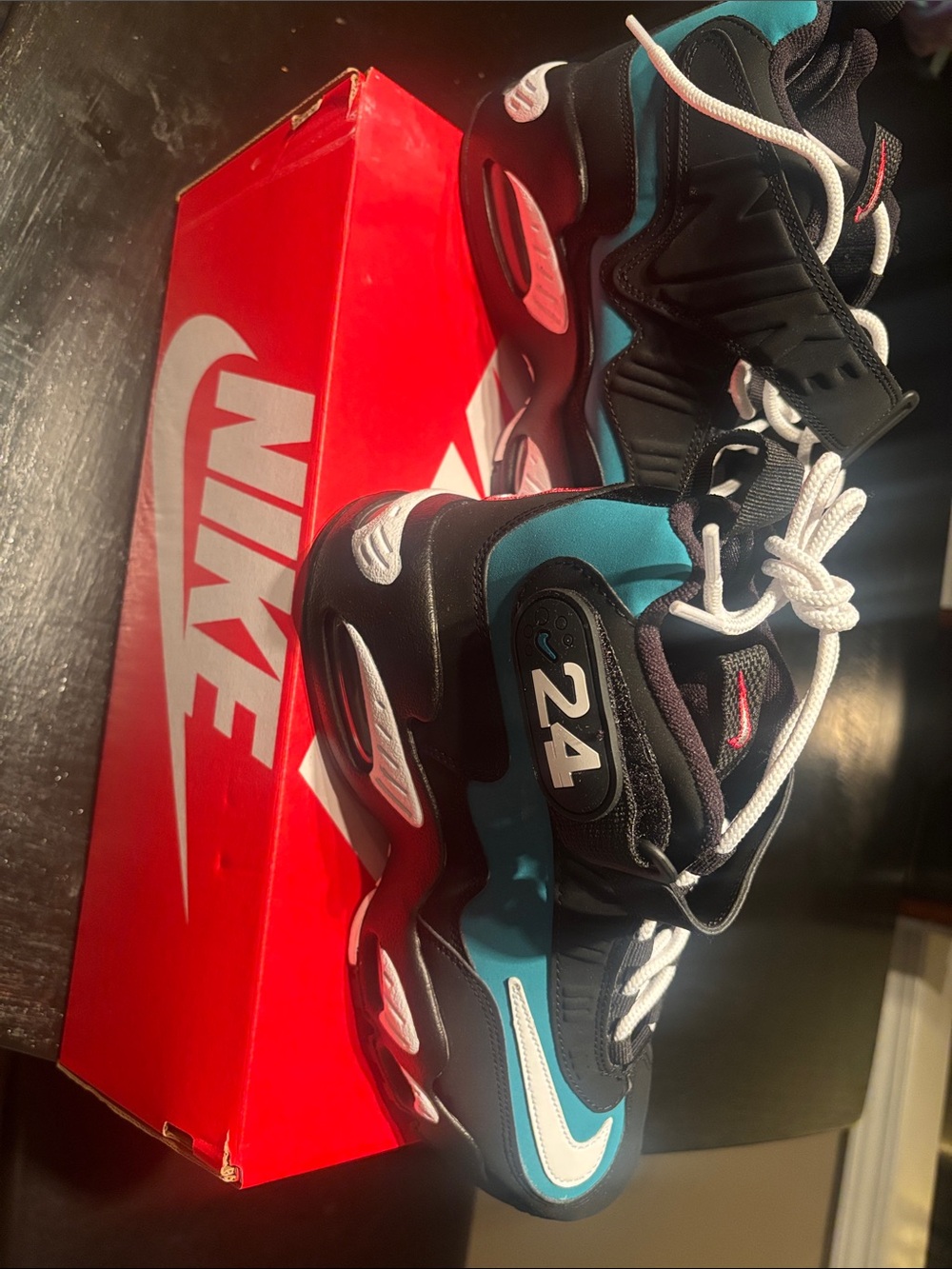 Nike Kids Black, Teal & White Basketball Sneakers